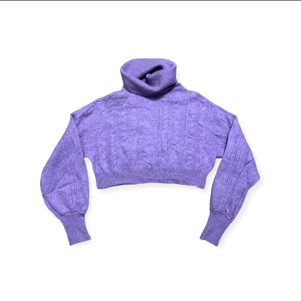 Free People Cropped Turtle Neck Sweater 100% Cashmere- Size S